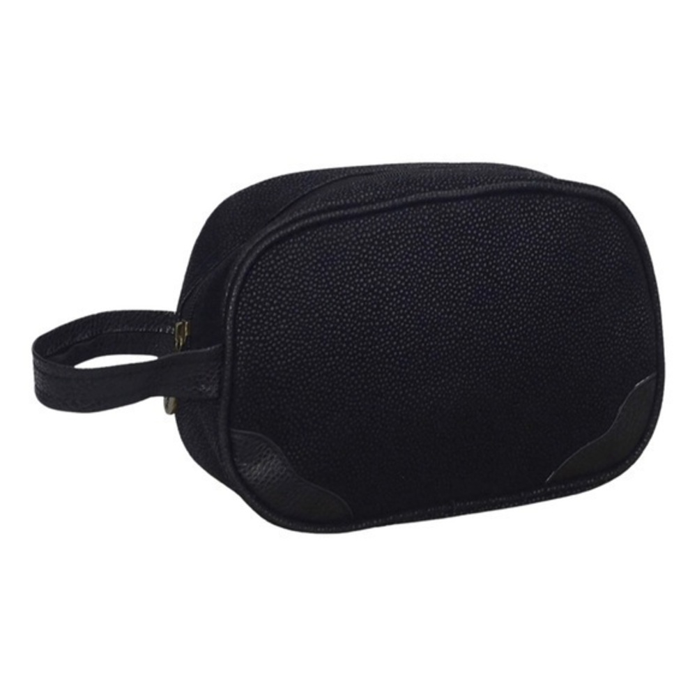 NWT Bellemonde Black Vegan Leather Dopp Kit Travel Toiletry Cosmetic Makeup Bag